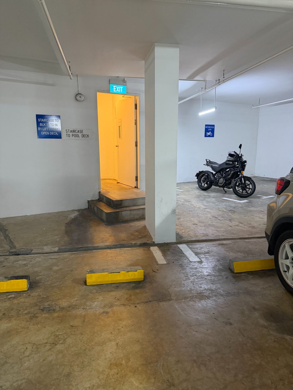 B2 parking lots near the staircase
